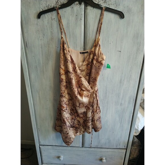 Zara Wrap Sleeveless  V neck Sundress Mini Nwt Md Boho Feminine Cottage Core - Picture 1 of 9